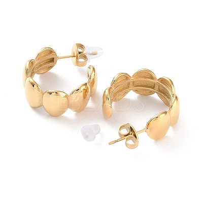 304 Stainless Steel Oval Stud Earrings EJEW-H115-25G-1