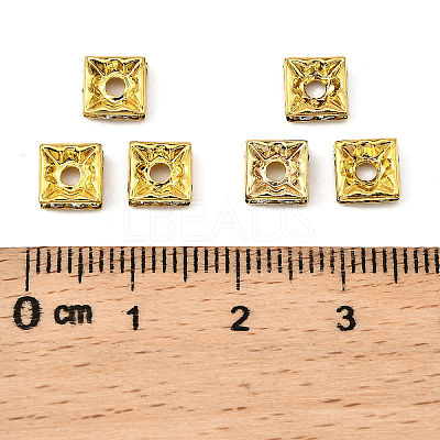 Brass Rhinestone Spacer Beads RB-A013-6x6-01G-1