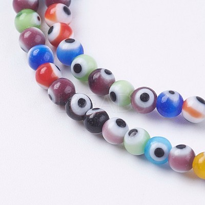 Handmade Evil Eye Lampwork Beads Strands LAMP-J089-B01-1