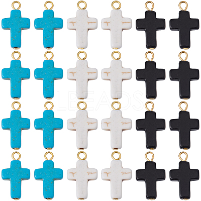 60Pcs 3 Colors Dyed Synthetic Turquoise Pendants FIND-BM0001-60B-1