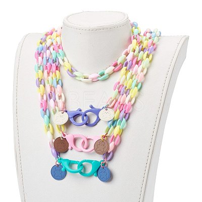 Personalized Acrylic Cable Chain Necklaces NJEW-JN03352-1