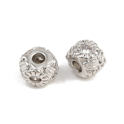 Brass Micro Pave Clear Cubic Zirconia Beads KK-CBA78C7-06P-1