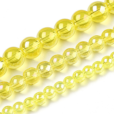 Electroplate Transparent Glass Beads Strands GLAA-T032-T10mm-AB12-1