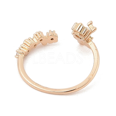 Brass Micro Pave Colourful Cubic Zirconia Open Cuff Rings for Women LS-RJEW-Z073-01G-02-1