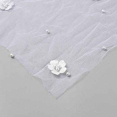 Polyester with Plastic Pearl Flower Lace Table Runner AJEW-WH0481-135-1