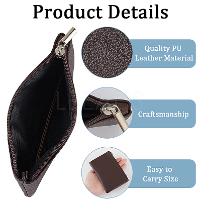 3Pcs 3 Colors Litchi Print PU Leather Zip Pouches ABAG-CP0001-07-1