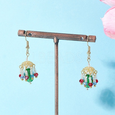 Glass Lantern Dangle Earrings EJEW-MZ00629-03-1
