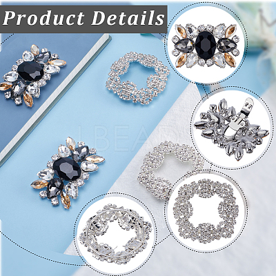 4Pcs 2 Style Alloy Rhinestone Shoe Buckle Clips AJEW-GF0008-65-1