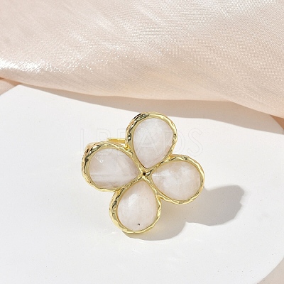 Natural Gemstone Faceted Adjustable Finger Rings for Women RJEW-A092-01G-1