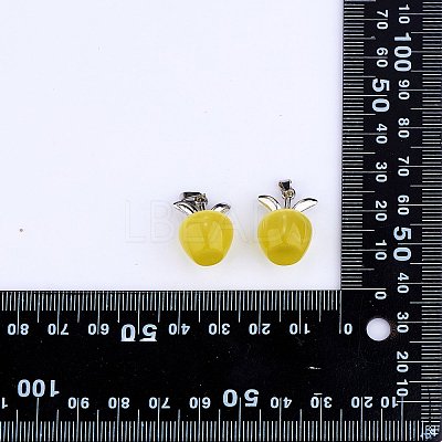 10Pcs Apple Gemstone Charm Pendant Crystal Quartz Healing Natural Stone Pendants Pink Silver Buckle for Jewelry Necklace Earring Making Crafts JX525D-1