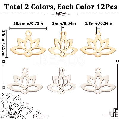 24Pcs 2 Colors 201 Stainless Steel Pendants STAS-SC0005-73-1