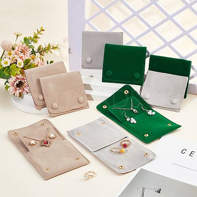 Lint Cloth Jewelry Gift Pouches with Snap Fastener ABAG-WH0045-08B-1