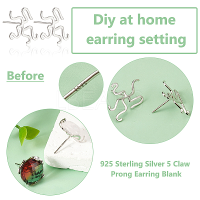 1 Pair Sterling Silver Studs Earrings Findings STER-BC0002-68P-1