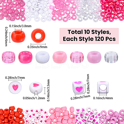 1200Pcs 10 Styles Opaque Plastic and  Opaque Acrylic Beads KY-PA0001-15A-1