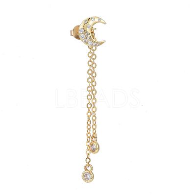 Brass Micro Pave Clear Cubic Zirconia Dangle Stud Earrings EJEW-K083-16G-1