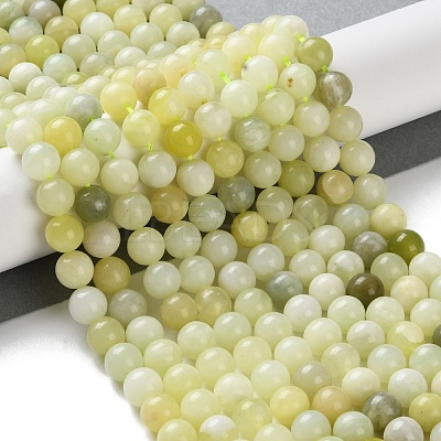 Natural New Jade Round Beads Strands G-O039-16-10mm-01-1