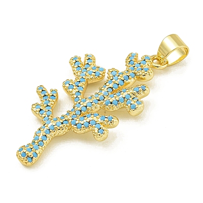 Rack Plating Brass Pave Cubic Zirconia Pendants KK-U029-11G-02-1