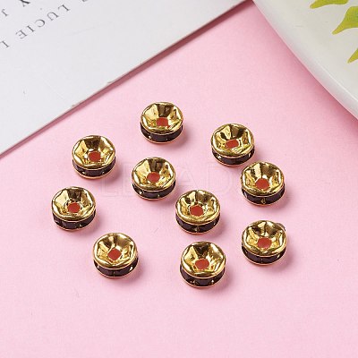 Brass Grade A Rhinestone Spacer Beads RSB036NF-04G-1