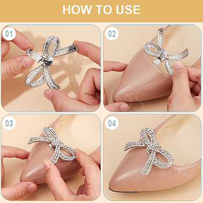 6Pcs 3 Styles Bowknot Alloy Rhinestone Shoe Decorations FIND-CP0002-22A-1