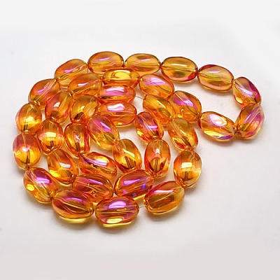 Full Rainbow Plated Crystal Glass Oval Beads Strands EGLA-F026-A04-1
