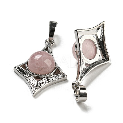 Natural Rose Quartz Pendants G-P517-03P-05-1