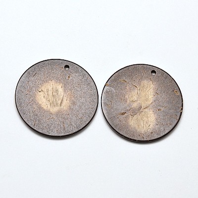 Wood Jewelry Findings Flat Round Coconut Pendants COCO-E001-10C-1