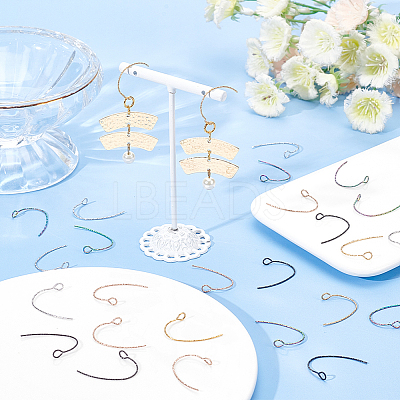 50Pcs 5 Colors 316 Surgical Stainless Steel Earring Hooks Ion Plating(IP) STAS-DC0011-04-1