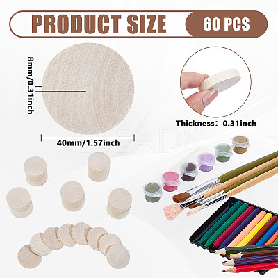 Unfinished Wooden Flat Round Cutouts WOOD-WH0050-042B-1