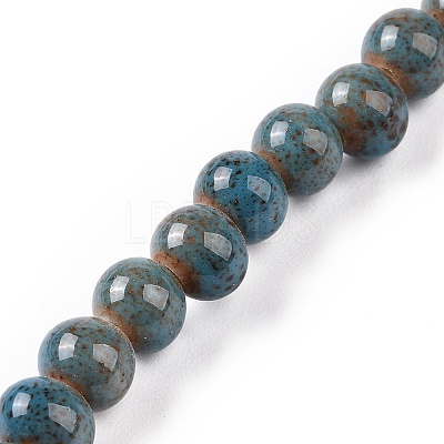 Handmade Fancy Antique Glazed Porcelain Ceramic Round Beads Strands X-PORC-L019-6mm-11-1
