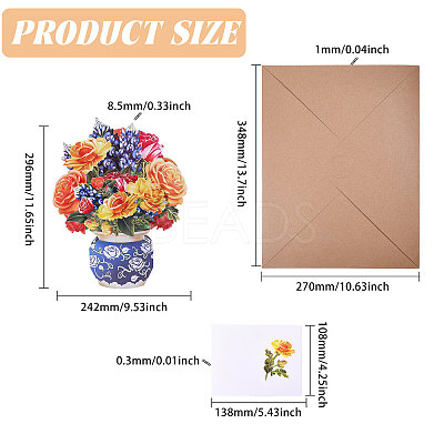 DIY Paper Flower Bouquet Greeting Card Sets AJEW-WH0455-197A-1