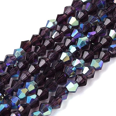 AB Color Plated Transparent Glass Beads Strands GLAA-G127-01R-1