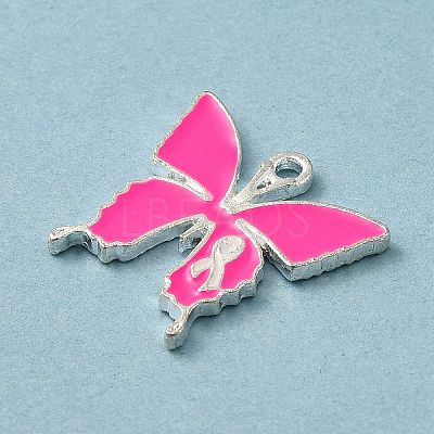 Breast Cancer Pink Awareness Ribbon Theme Alloy Enamel Pendants ENAM-A147-01J-1