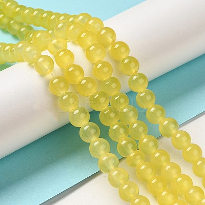 Baking Paint Imitation Jade Glass Round Bead Strands X-DGLA-Q021-8mm-24-1