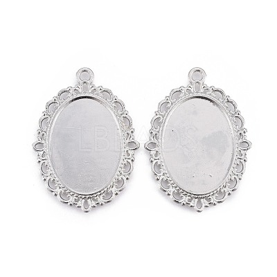 Tibetan Style Oval Alloy Pendant Cabochon Settings TIBEP-Q054-44P-RS-1