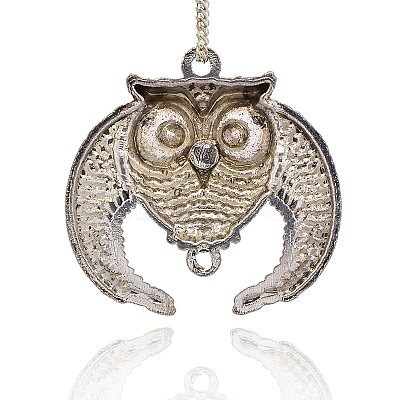 Antique Silver Plated Alloy Rhinestone Bird Pendants ALRI-J111-02AS-1