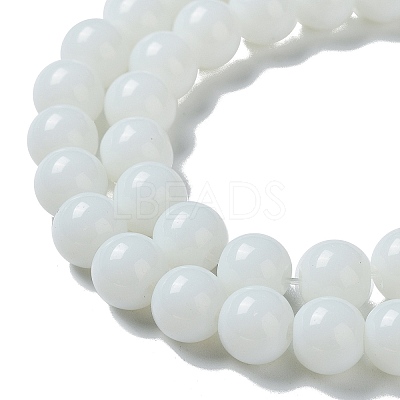 Opaque Solid Color Glass Round Beads Strands X-GLAA-F032-8mm-01-1