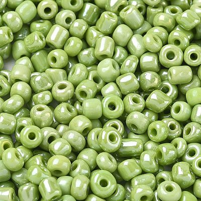 6/0 Opaque Colors Lustered Round Glass Seed Beads X-SEED-A012-4mm-124-1