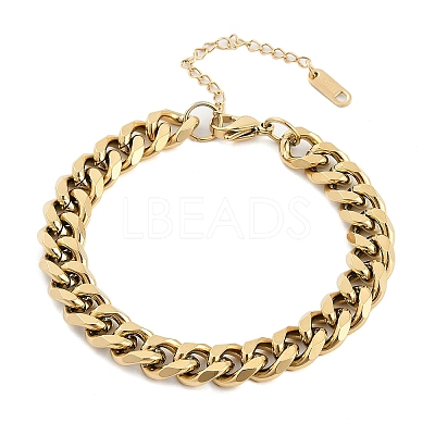 304 Stainless Steel Cuban Link Chain Bracelets for Women Men BJEW-R008-01G-1