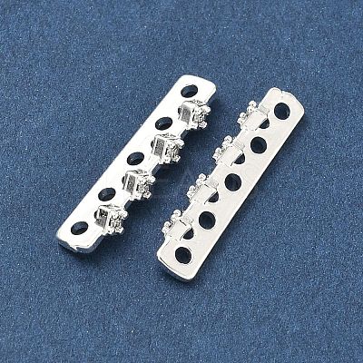 Brass Micro Pave Clear Cubic Zirconia Spacer Bars KK-Z139-11S-03-1