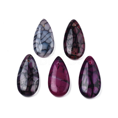 Natural Dragon Veins Agate Pendants G-N0325-16A-1