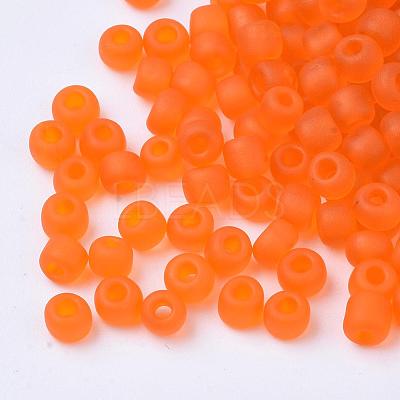 6/0 Frosted Round Glass Seed Beads X-SEED-A008-4mm-M9-1