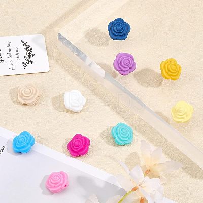 40Pcs 10 Colors Food Grade Eco-Friendly Silicone Focal Beads SIL-CA0001-46-1
