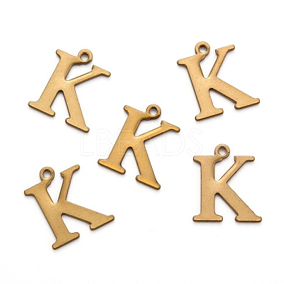 304 Stainless Steel Alphabet Charms STAS-H122-K-AB-1