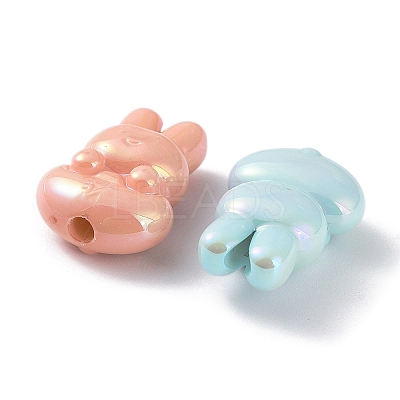 UV Plating Rainbow Iridescent Acrylic Beads X-OACR-A029-10-1