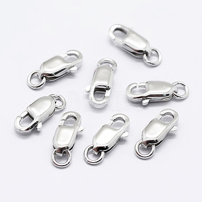 Anti-Tarnish Rhodium Plated 925 Sterling Silver Lobster Claw Clasps STER-K167-075D-P-1