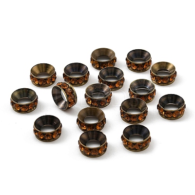 Brass Rhinestone Spacer Beads X-RB-A020-10mm-15AB-1