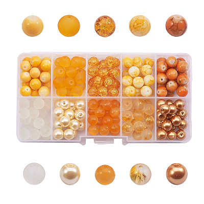 200Pcs 10 Style Glass Beads Strands GLAA-CJ0001-38-1