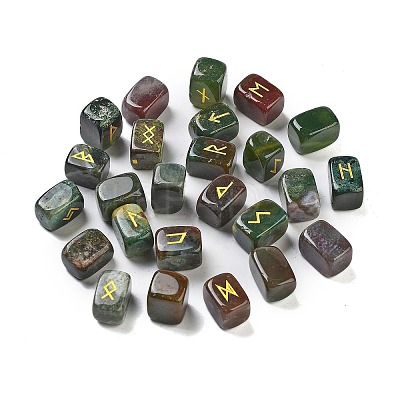 Rectangle Natural Indian Agate Rune Stones G-Z059-01H-1