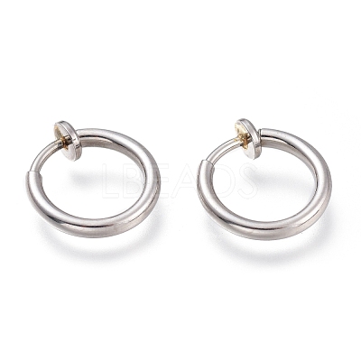 Tarnish Resistant 304 Stainless Steel Retractable Clip-on Hoop Earrings STAS-O135-01A-1