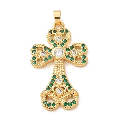 Brass Micro Pave Cubic Zirconia Pendants CU-CBA2F11-17G-03-1